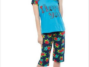 Пижама женская голубая футболка и капри код П765 L/XL PTR