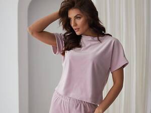 Пижама женская кофта и шорты розовая П729 M PTR