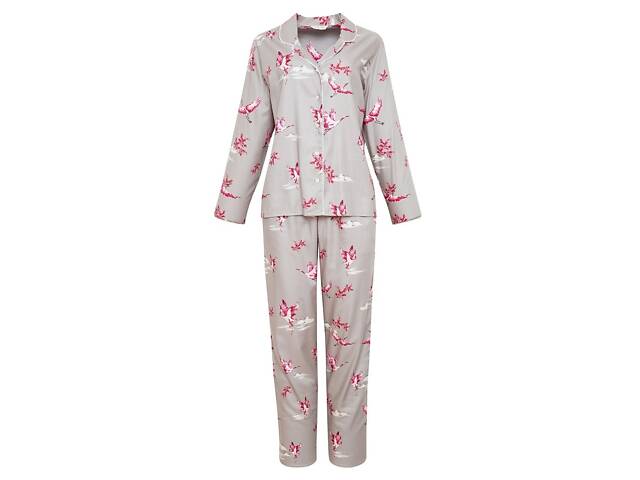 Піжама жіноча Nora Rose Katherine 1620 18/2XL Сіра з принтом птахи (5051877390171) - Фото 1