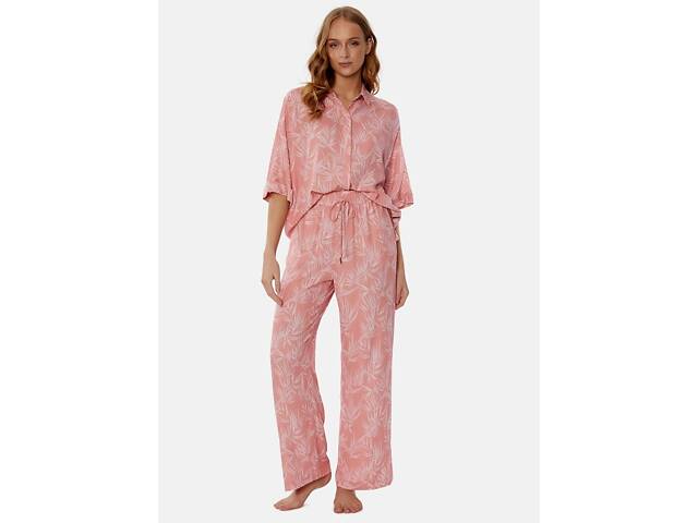 Піжама жіноча Pretty You London Printed Studio Long 10/S Рожевий (5056372013273) - Фото 1