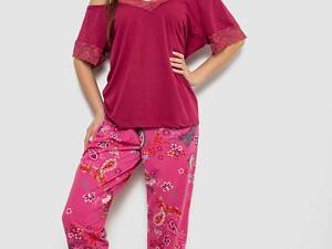 Пижама женская с принтом, цвет бордовый, 243R1600-015