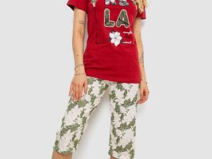 Пижама женская с принтом, цвет бордовый, 243R3755