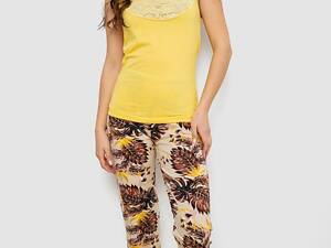 Піжама жіноча з принтом, колір жовтий, 243R1484-029