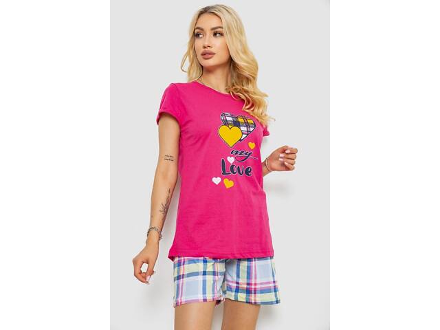 Піжама жіноча з принтом, колір малиновий, 243R3250 - Фото 3