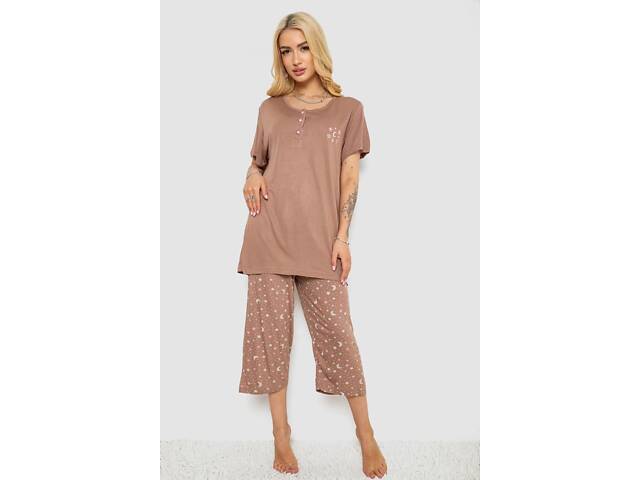 Пижама женская с принтом, цвет мокко, 243R7021 - Фото 1
