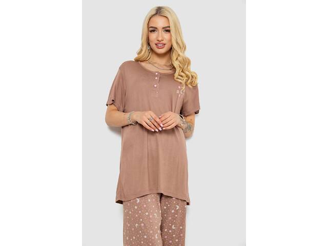 Пижама женская с принтом, цвет мокко, 243R7021 - Фото 2