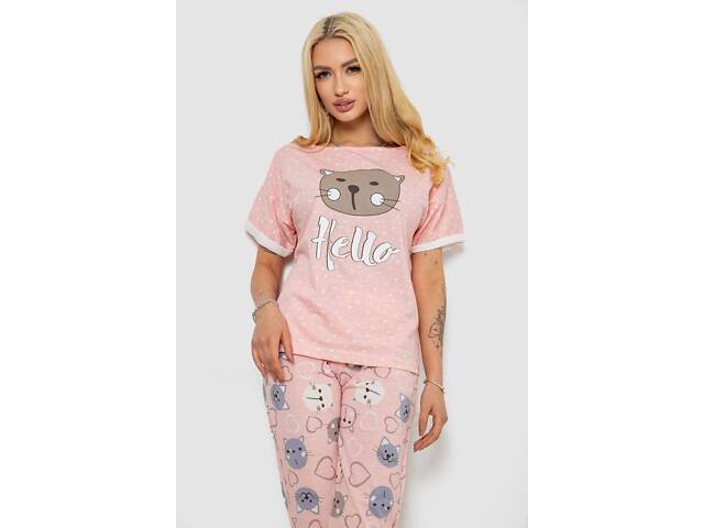 Піжама жіноча з принтом, колір персиковий, 243R15240 - Фото 2