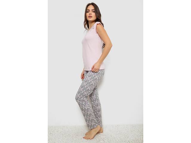 Жіноча піжама з принтом, колір рожевий, 243R1484-004 - Фото 3