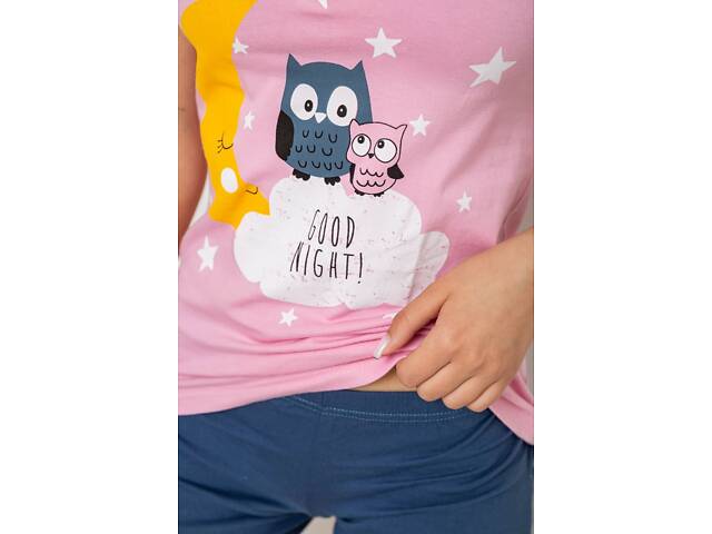 Піжама жіноча з принтом, колір рожевий, 243R24238 - Фото 5