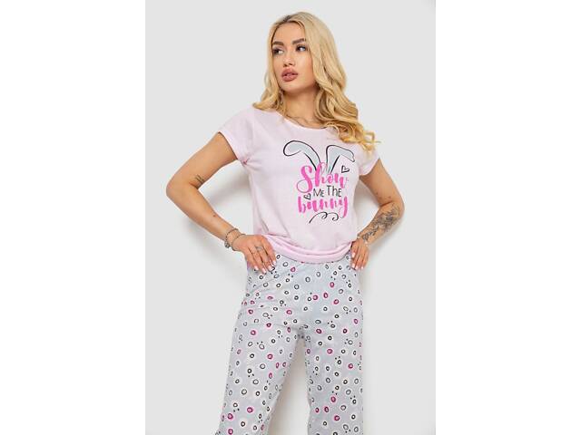 Пижама женская с принтом, цвет розовый, 243R7078 - Фото 2