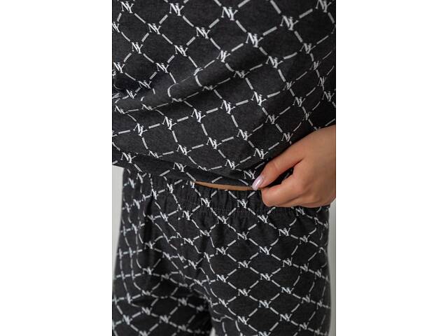 Піжама жіноча з принтом, колір сірий, 243RK2044 - Фото 6