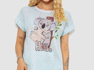 Пижама женская с принтом, цвет голубой, 243R6211