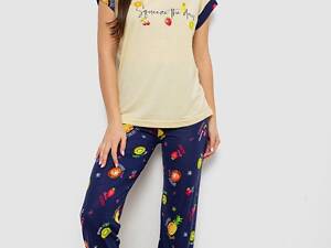 Піжама жіноча з принтом, колір жовтий, 243R2122