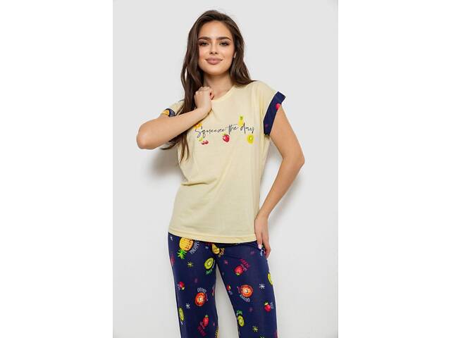 Пижама женская с принтом, цвет желтый, 243R2122 - Фото 2