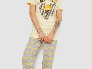 Піжама жіноча з принтом, колір жовтий, 243R6001