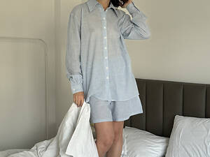 Піжамний костюм з бавовни Perfect Female Голубий XL (187Pj-36ShS-blu)