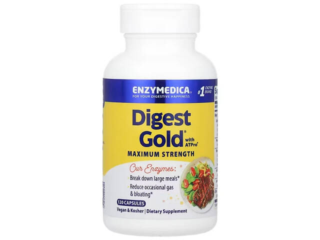 Пищеварительные ферменты, Digest Gold with ATPro, Enzymedica, 120 капсул Пищеварительные ферменты, Digest Gold with ATPro, Enzymedica, 120 капсул