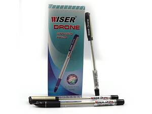 Письменная ручка масляная Wiser Drone 0,7мм с гриппом черная шариковая (drone-BK) 8904314000812