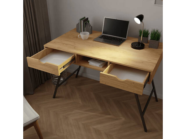 Письмовий стіл Неман ЛОТОС Дуб крафт золотий/Чорний - Фото 5