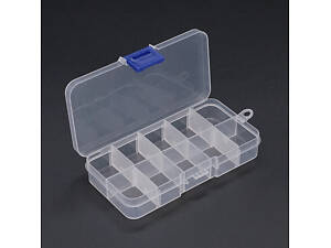 Пластмасовий ящик для радіодеталей, 130 х 25 х 65 мм, 10 відділень