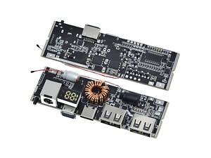 Плата для повербанка 5 USB портов 100W 5A с быстрой зарядкой QC3.0 (на 4 элемента 18650)