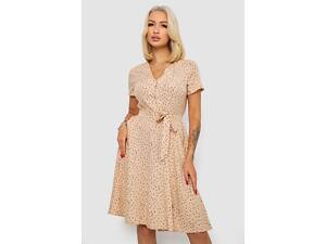 Сукня софт з принтом у горох, колір бежевий, 230R0032-3