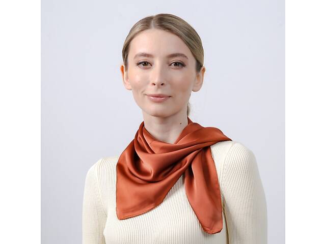 Платок женский однотонный LuckyLOOK Rosemary 70x70 см Коричневый 748-033 - Фото 4