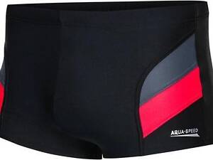 Плавки-боксери для чоловіків Aqua Speed ARON чорний, червоний Чоловічі M (74-80 см) 338-16 M