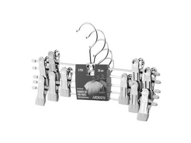 Плечики Ardesto Металеві З прищіпками для брюк Білий 30 см 5 шт. (ARHC2805WC) - Фото 2