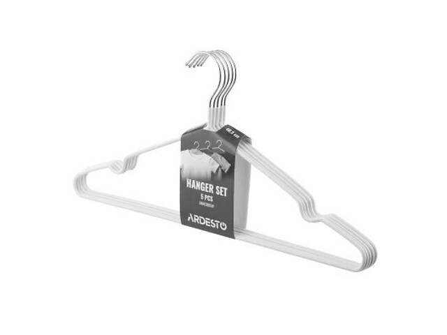 Плечики Ardesto Металеві з ПВХ покриттям Білі 40.5 см 5 шт. (ARHC2805W) - Фото 2
