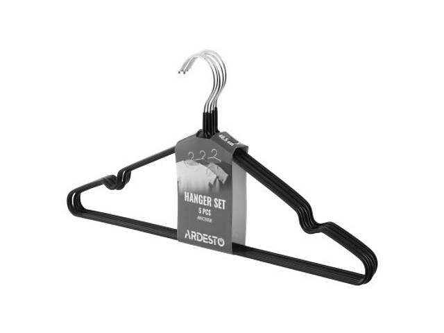 Плечики Ardesto Металеві з ПВХ покриттям Чорні 40.5 см 5 шт. (ARHC2805B) - Фото 2
