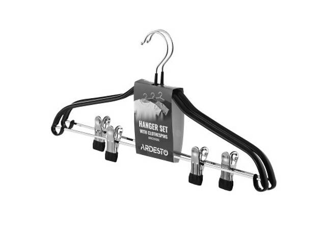 Плечики Ardesto Металеві з ПВХ покриттям З прищіпками Чорні 42 см 2 шт. (ARHC2802BC) - Фото 2