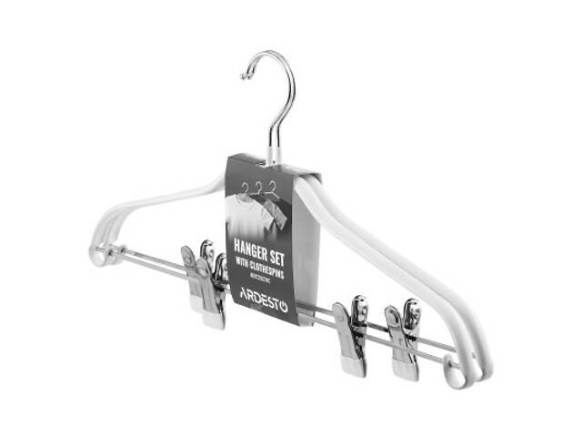 Плечики Ardesto Металеві з ПВХ покриттям З прищіпками Білі 42 см 2 шт. (ARHC2802WC) - Фото 2