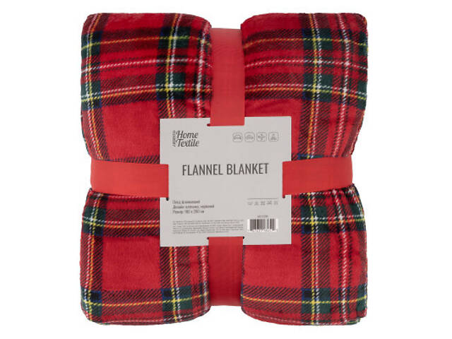 Плед Ardesto Christmas Flannel 160х200см, 100% поліестер, клітинка, червоний (ART0133PB) - Фото 1
