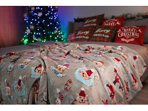 Плед Ardesto Flannel Рождественские котики ART0120PB 160х200 см бежевый