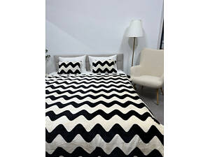 Плед Ecotton 150х220 см из микрофибры Well Soft Зиг-заг черно-белый