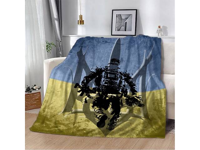 Плед патриотический 3D Украинский воин 29534 180х215 см - Фото 1