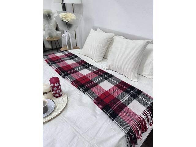 Плед Vladi 170x210 см шерстяной 70% красно-черный Новая Зеландия 02/NOAH - Фото 1