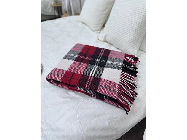 Плед Vladi 170x210 см шерстяной 70% красно-черный Новая Зеландия 02/NOAH - Фото 2