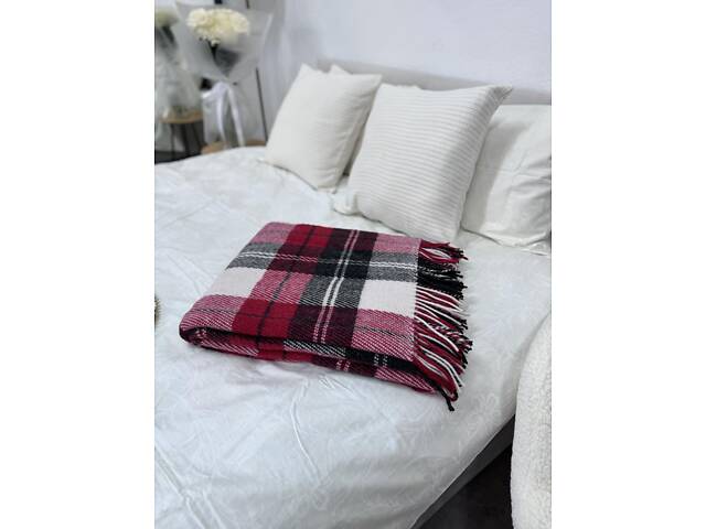 Плед Vladi 170x210 см шерстяной 70% красно-черный Новая Зеландия 02/NOAH - Фото 3