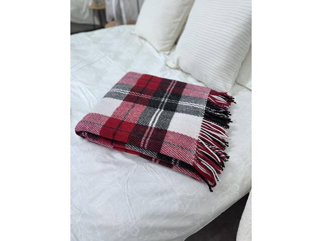 Плед Vladi 170x210 см шерстяной 70% красно-черный Новая Зеландия 02/NOAH - Фото 4