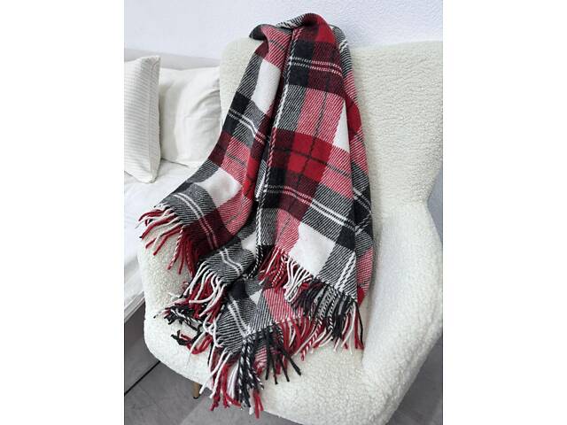 Плед Vladi 170x210 см шерстяной 70% красно-черный Новая Зеландия 02/NOAH - Фото 6