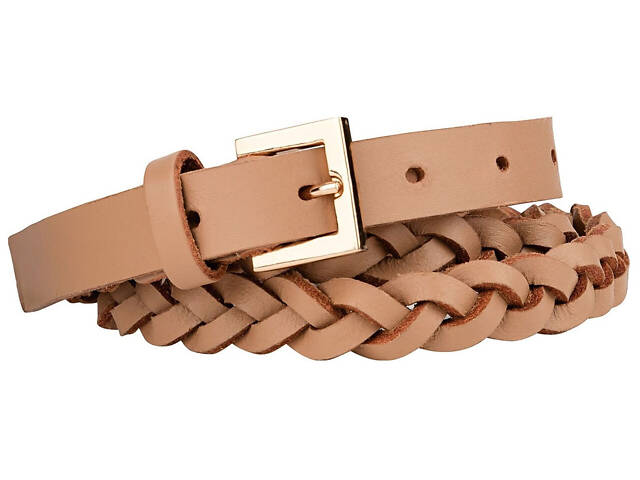 Плетеный женский ремень Esmara бежевый - Фото 1