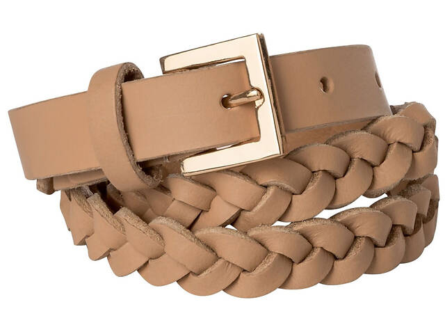 Плетеный женский ремень Esmara бежевый - Фото 3