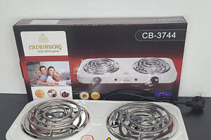 Плита Crownberg CB-3744 2Х1000W | Двокомфорочная спиральная плита