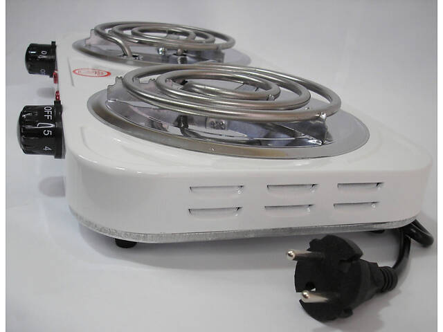 Плита электрическая настольная две комфорки спиральная 2000 Вт JX 2020 В электроплита двухконфорочная - Фото 2