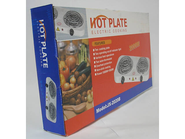 Плита электрическая настольная две комфорки спиральная 2000 Вт JX 2020 В электроплита двухконфорочная - Фото 3
