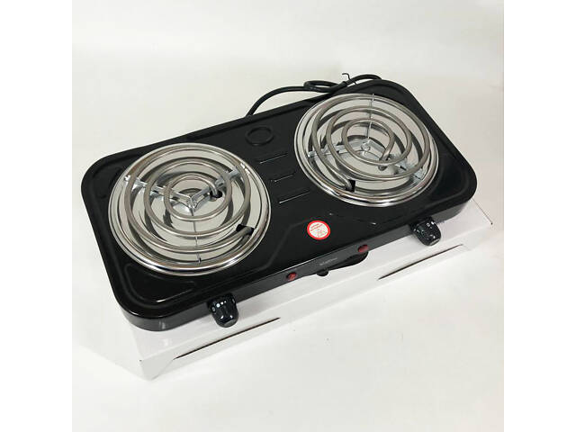 Плита електрична Suntera DP-1915 2 кВт, електроплита 2 конфорки, двокомфорочна плита. Колір: чорний - Фото 2