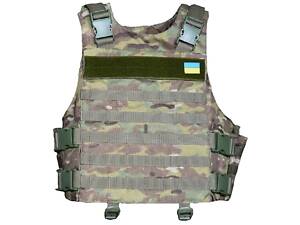 Плитоноска с установкой боковой и кевларовой защиты кордура Kirasa ВСУ (ЗСУ) KI102 мультикам