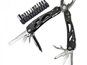 Плоскогубцы мультитул инструмент с насадками Mine 10,5х5 см Черный (hub_y17dpm)